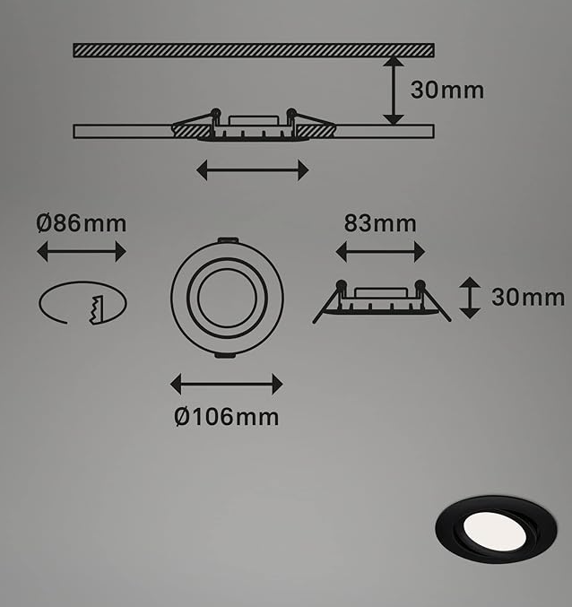 Spot LED Orientabil Briloner 7W Lumina Neutra 4000K 600 Lumeni IP23 Negru Mat [4]