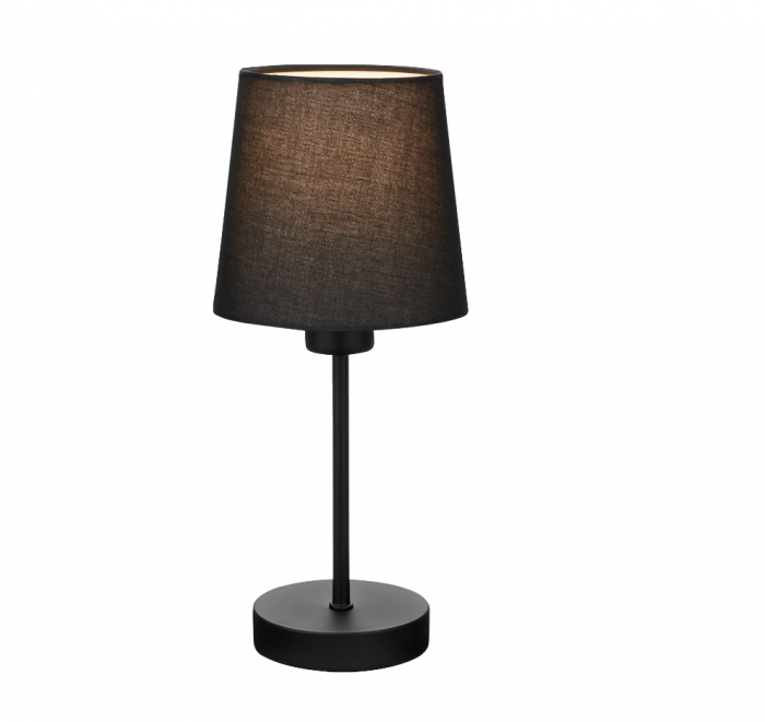 Veioza Briloner Noa, E14, Max.25W, abajur textil, intrerupator inclus pe cablu, IP20, 31.4cm, Negru [2]