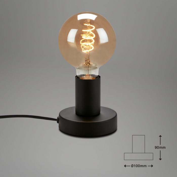 Veioza Briloner Teepu, E27, Max. 10W, intrerupator inclus pe cablu, IP20, Negru [3]