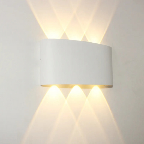 Accesorii iluminat - Aplica exterior LED integrat  ,otel inoxidabil cu 6 surse x 1W, IP44, rezistenta la apa si praf, Alb ,Lumina calda