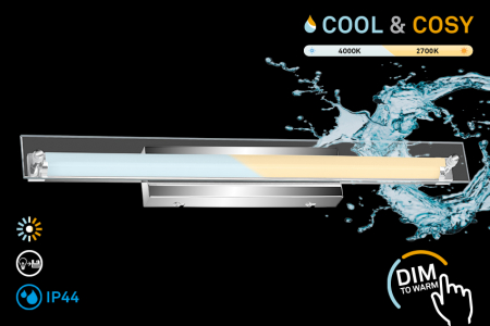 Iluminat baie - Aplica LED Briloner Leuchen Cool and Cosy, 5W, 500 lumeni, Dimabil, Lumina Calda, Neutra, Functie Memorie, IP44