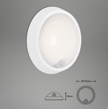Aplica LED pentru exterior Briloner Leuchen, cu senzor de miscare, 12W, 1150 lumeni, lumina neutra (4000K), IP44, Alb [2]