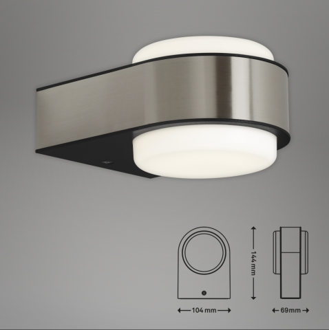 Iluminat exterior - Aplica LED pentru exterior Briloner Leuchen Hanau, 6.5W, 650 lumeni, lumina neutra (4000K), IP44, Gri