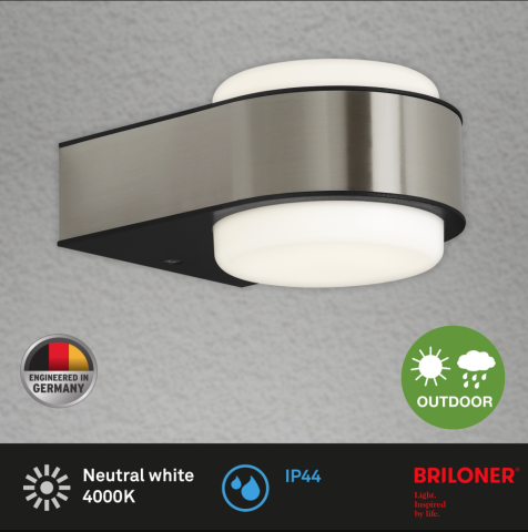 Aplica LED pentru exterior Briloner Leuchen Hanau, 6.5W, 650 lumeni, lumina neutra (4000K), IP44, Gri [2]