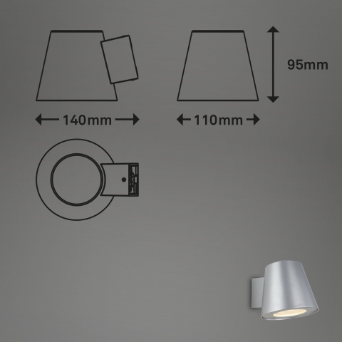Aplica LED pentru exterior Briloner Leuchen Silver QUELLE cu bec GU10 Inclus Putere Maxima 4.9W IP44 [2]