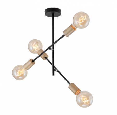 Lustra Briloner Leuchen Black Gold, 4 socluri E27, brate ajustabile, max. 60W, Negru/Auriu [2]