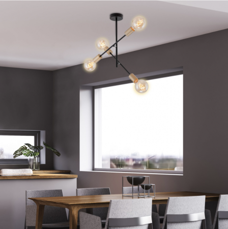 Lustra Briloner Leuchen Black Gold, 4 socluri E27, brate ajustabile, max. 60W, Negru/Auriu [0]