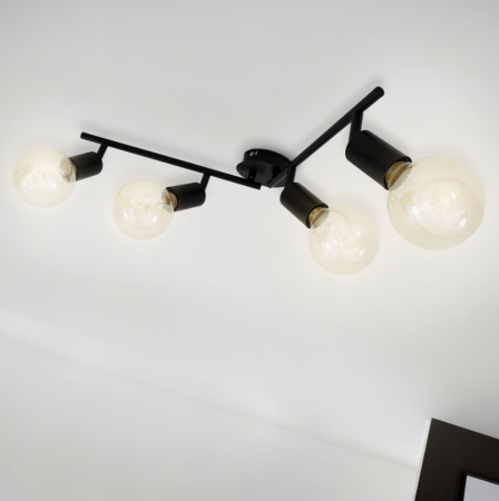 Lustra Briloner Leuchen Black Steel, 4 socluri E27, brate ajustabile, max. 60W, 69.5cm, Negru [1]