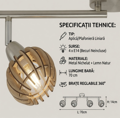 Lustra led 4 Socluri E14 Artar [3]