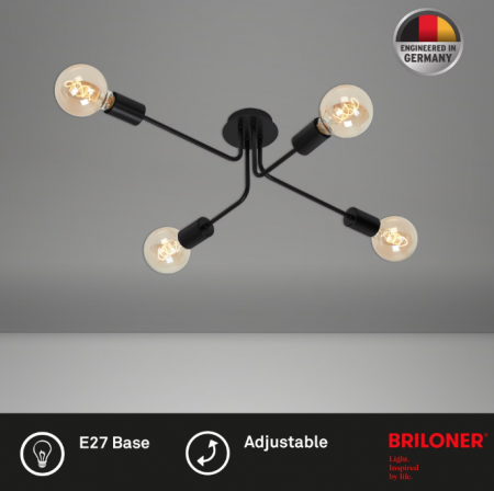 Lustra Briloner Leuchen Vintage Design, 4 socluri E27, brate ajustabile, max.60W, 66x44.5x18.5cm, Negru [5]