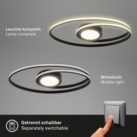 Lustra LED Briloner Leuchen 22W, 2800 lumeni lumina calda (3000K) Negru [5]
