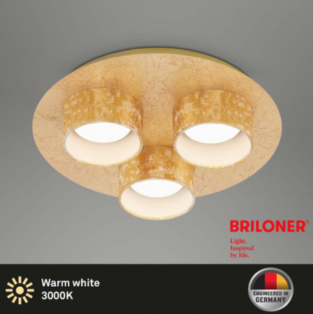 Lustre LED - Lustra LED integrat Briloner Leuchen, 15W, 1200 lumeni, lumina calda (3000K), 32x7.6cm, Auriu