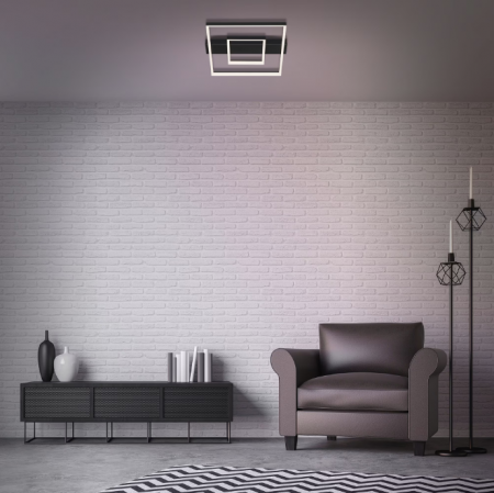 Lustra LED integrat Briloner Leuchen, 30W, 2700 lumeni, lumina calda, dimmabil in trepte cu functie de memorie, 43.5x40cm, Negru [1]