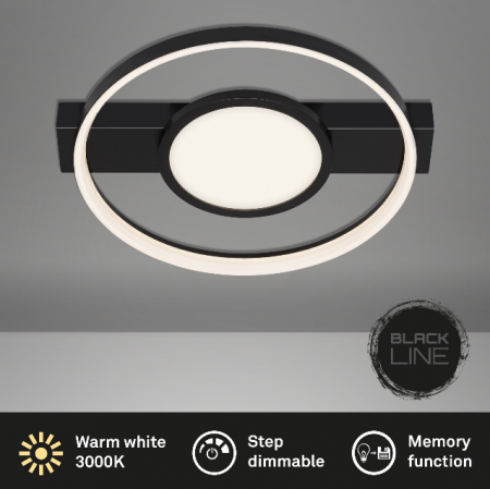 Lustra LED integrat Briloner Leuchen, 33W, 3100 lumeni, lumina calda, dimmabil in trepte cu functie de memorie, 43.5x39.5cm, Negru [4]