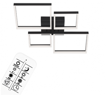 Lustra LED integrat Briloner Leuchen, cu telecomanda, 40W, 4400 lm, brate ajustabile, temperatura lumina reglabila, intensitate reglabila, lumina de noapte, Timer, 66 cm, Metal, Negru [2]