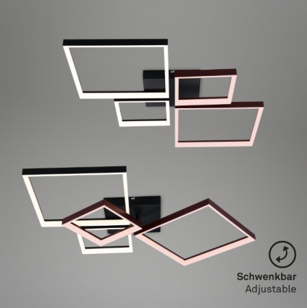 Lustra LED integrat Briloner Leuchen, cu telecomanda, 40W, 4400 lm, brate ajustabile, temperatura lumina reglabila, intensitate reglabila, lumina de noapte, Timer, 66 cm, Metal, Negru [4]