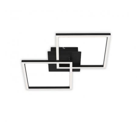 Lustra LED integrat Briloner Leuchen Frame, 24W, 1800 lumeni, lumina calda (3000K), dimmabil in trepte cu functie de memorie, 62x36.8x7.3 cm, Negru [2]