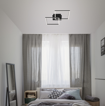 Lustra LED integrat Briloner Leuchen Frame, 24W, 1800 lumeni, lumina calda (3000K), dimmabil in trepte cu functie de memorie, 62x36.8x7.3 cm, Negru [1]