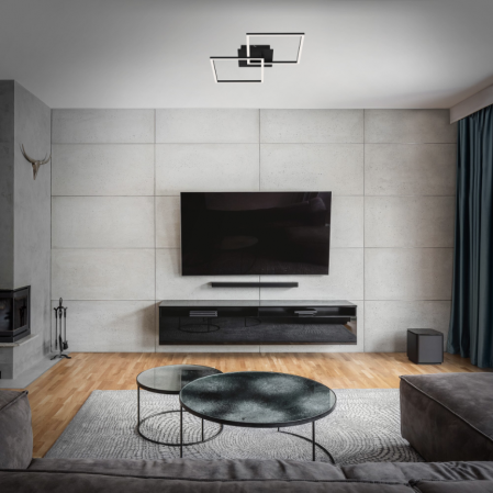 Lustra LED integrat Briloner Leuchen Frame, 24W, 1800 lumeni, lumina calda (3000K), dimmabil in trepte cu functie de memorie, 62x36.8x7.3 cm, Negru [0]