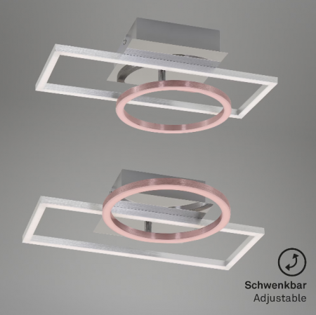Lustra LED integrat Briloner Leuchen Frame Circle, 19.6W, 1500 lumeni, lumina calda (3000K), dimmabil in trepte cu functie de memorie, 38x31x7.5 cm, Crom Aluminiu [1]