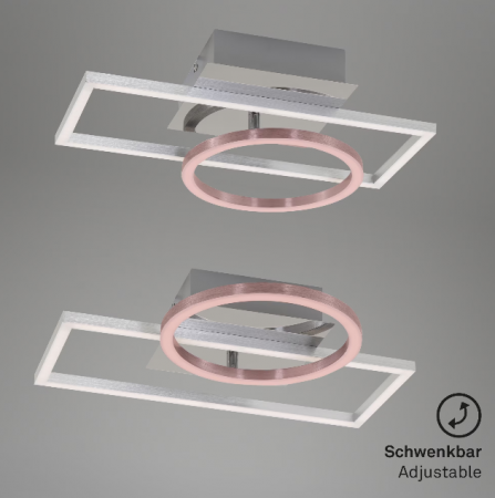 Lustra LED integrat Briloner Leuchen Frame Circle, 19.6W, 1500 lumeni, lumina calda (3000K), dimmabil in trepte cu functie de memorie, 38x31x7.5 cm, Crom Aluminiu [4]