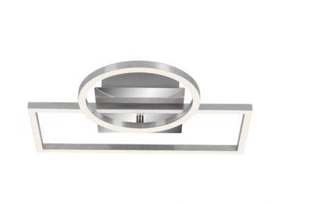 Iluminat living - Lustra LED integrat Briloner Leuchen Frame Circle, 19.6W, 1500 lumeni, lumina calda (3000K), dimmabil in trepte cu functie de memorie, 38x31x7.5 cm, Crom Aluminiu