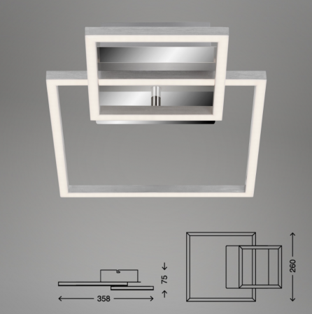 Lustra LED integrat Briloner Leuchen Frame Square, 19.6W, 1500 lumeni, lumina calda (3000K), dimmabil in trepte cu functie de memorie, 35.8x26cm, Argintiu [3]