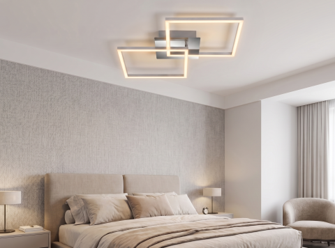 Lustra LED integrat Briloner Leuchen Frames 24W, 1800 lumeni, lumina calda (3000K), dimmabil in trepte cu functie de memorie, 62x36.8 cm, Crom [4]