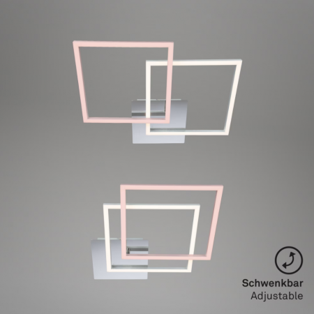 Lustra LED integrat Briloner Leuchen Frames 24W, 1800 lumeni, lumina calda (3000K), dimmabil in trepte cu functie de memorie, 62x36.8 cm, Crom [1]