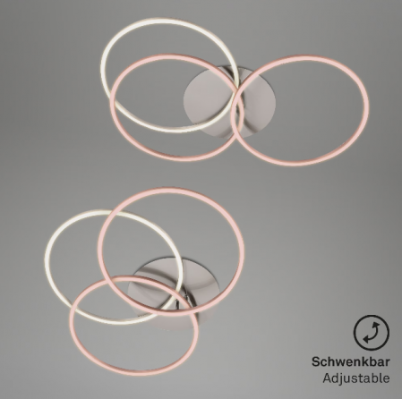 Lustra LED integrat Briloner Leuchen, 40W, 4400 lumeni, lumina calda (3000K), dimmabil in trepte cu functie de memorie, 71.7x67.4cm, Nichel Mat [5]