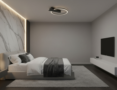 Iluminat living - Lustra LED integrat Briloner Leuchen Nico Circle, 12W, 1400 lumeni, lumina calda (3000K), dimmabil in trepte cu functie de memorie, 34x4 cm, Negru