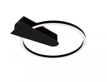 Iluminat birou - Lustra LED integrat Briloner Leuchen Nico Circle, 12W, 1400 lumeni, lumina calda (3000K), dimmabil in trepte cu functie de memorie, 34x4 cm, Negru