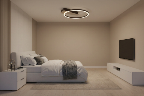 Iluminat dormitor - Lustra LED integrat Briloner Leuchen Nico Circle, 12W, 1400 lumeni, lumina calda (3000K), dimmabil in trepte cu functie de memorie, 34x4cm, Auriu