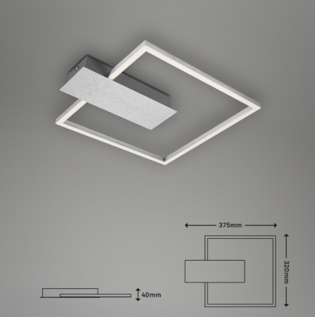 Lustra LED integrat Briloner Leuchen Nico Square, 12W, 1400 lumeni, lumina calda (3000K), dimmabil in trepte cu functie de memorie, 37.5x32.x4cm, Argintiu [4]