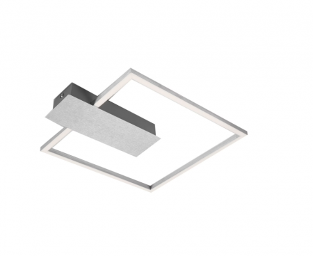 Iluminat birou - Lustra LED integrat Briloner Leuchen Nico Square, 12W, 1400 lumeni, lumina calda (3000K), dimmabil in trepte cu functie de memorie, 37.5x32.x4cm, Argintiu