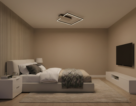 Iluminat living - Lustra LED integrat Briloner Leuchen Nico Square, 12W, 1400 lumeni, lumina calda (3000K), dimmabil in trepte cu functie de memorie, 37.5x32x4cm, Auriu