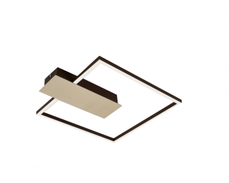Iluminat dormitor - Lustra LED integrat Briloner Leuchen Nico Square, 12W, 1400 lumeni, lumina calda (3000K), dimmabil in trepte cu functie de memorie, 37.5x32x4cm, Auriu