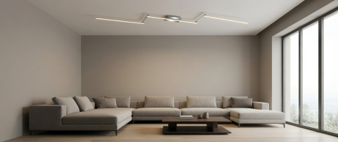 Lustra LED integrat Briloner Leuchen Staff Led, 5 brate pivotabile, 24W, 2800 lumeni, lumina calda (3000K), 227.2X12x4 cm, Argintiu [7]