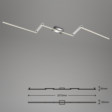 Lustra LED integrat Briloner Leuchen Staff Led, 5 brate pivotabile, 24W, 2800 lumeni, lumina calda (3000K), 227.2X12x4 cm, Argintiu [4]
