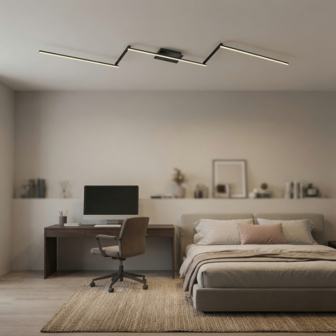 Lustra LED integrat Briloner Leuchen Staff Led, 5 brate pivotabile, 24W, 2800 lumeni, lumina calda (3000K), 227.2X12x4 cm, Negru [9]