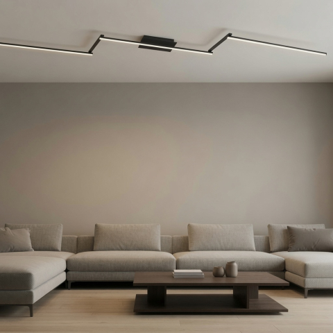 Lustra LED integrat Briloner Leuchen Staff Led, 5 brate pivotabile, 24W, 2800 lumeni, lumina calda (3000K), 227.2X12x4 cm, Negru [8]