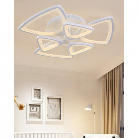Lustra LED integrat SLC Selino Concept Alyssa Design, 130W, cu aplicatie telefon, telecomanda, lumina calda/neutra/rece, intensitate reglabila, Alb [2]