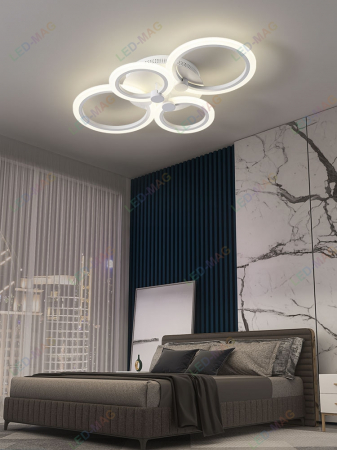 Lustra LED integrat SLC Selino Concept Rondo 2+2, 36-72W, cu aplicatie telefon, telecomanda, lumina calda/neutra/rece, intensitate reglabila, 56 cm, Alb [0]