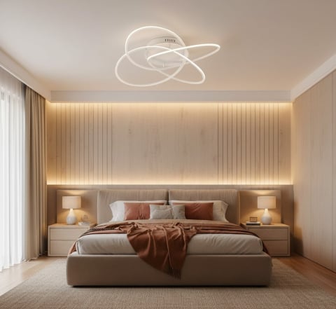 Iluminat dormitor - Lustra LED Alba Miho Dimabila