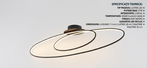 Lustra LED Neagra Fork Dimabila Lumina calda [7]