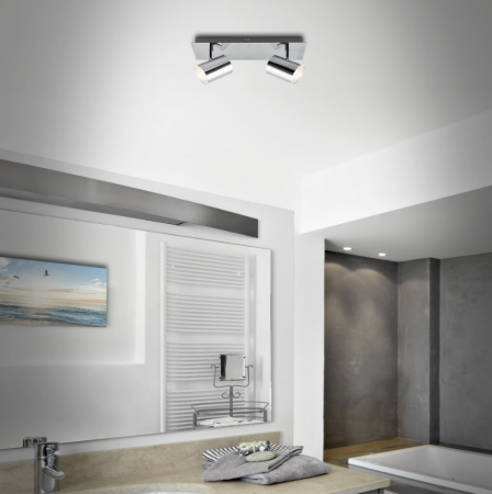 Aplice Baie - Lustra LED pentru baie Briloner Leuchen Banyo Splash, 2 socluri GU10, capete ajustabule, IP44, Argintiu