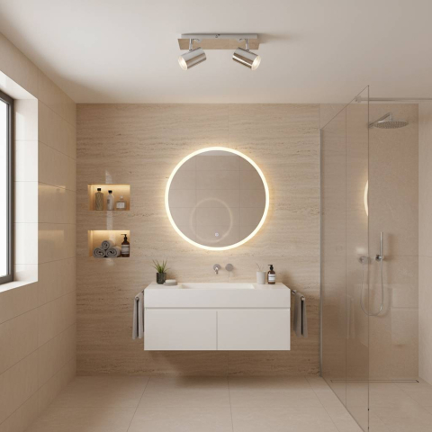 Lustra LED pentru baie Briloner Leuchen Banyo Splash, 2 socluri GU10, capete ajustabule, IP44, Argintiu [1]