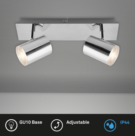 Lustra LED pentru baie Briloner Leuchen Banyo Splash, 2 socluri GU10, capete ajustabule, IP44, Argintiu [4]