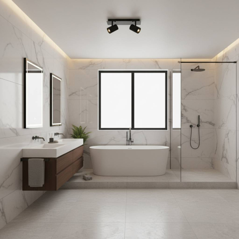 Lustra LED pentru baie Briloner Leuchen Banyo Splash, 2 socluri GU10, capete ajustabule, IP44, Negru [1]