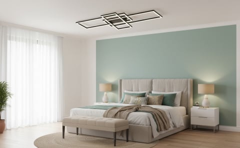 Iluminat dormitor - Lustra led neagra Zenit dreptunghiulara